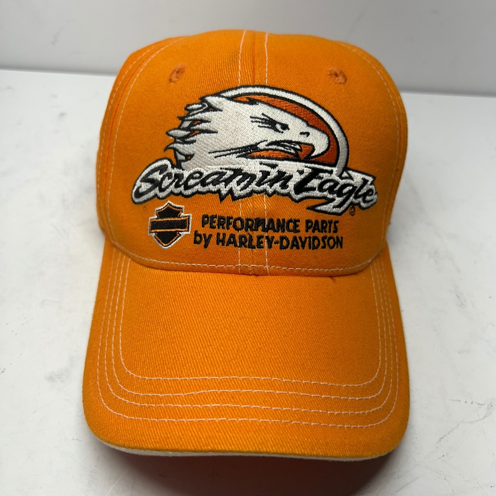 Harley-Davidson Screamin Eagle Hat Orange Mens L/XL NHRA Performance Parts Cap